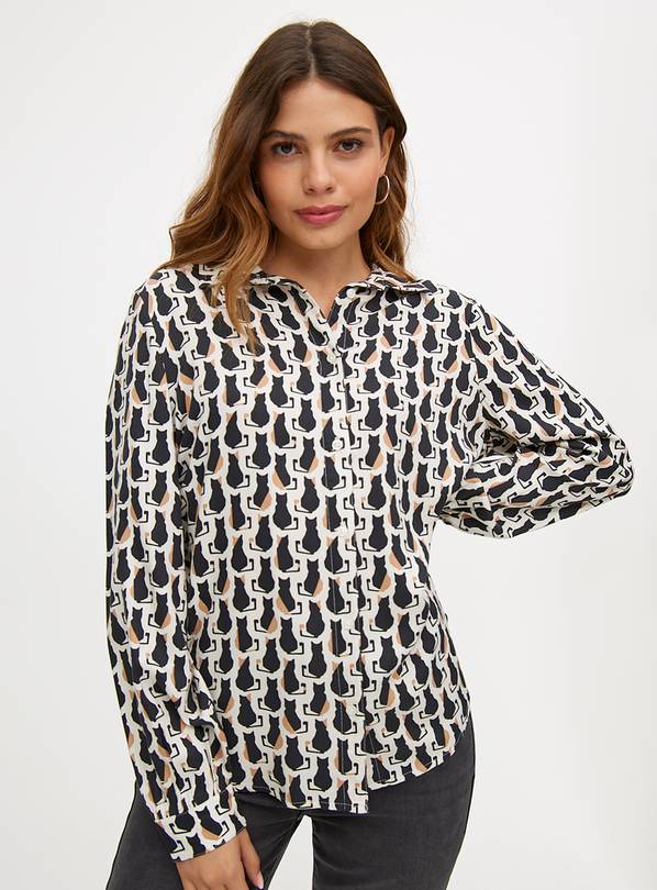 Black Cat Print Long Sleeve Shirt 12